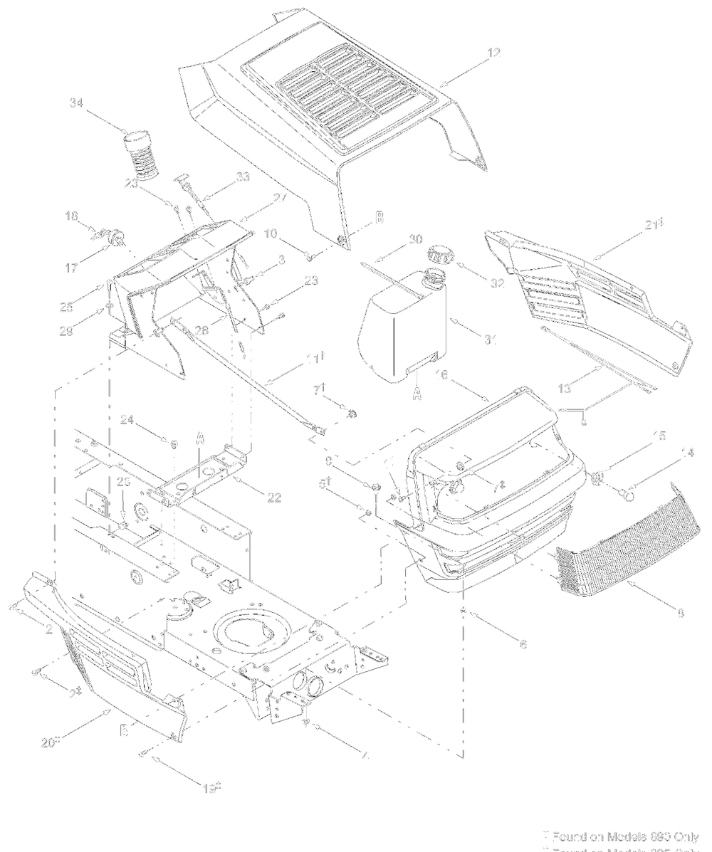 Hood Style 0 And 5 Diagram and Parts List for 13AD695G700 2004 Yard Machines Lawn Tractor